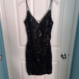 windsor black sequin bodycon mini dress